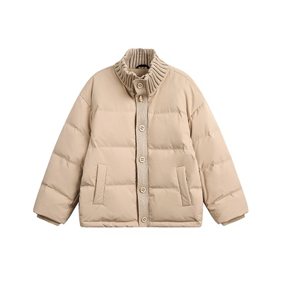 GOKIGA美拉德螺纹拼接立领羽绒服