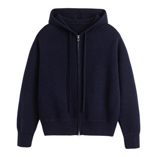 小禾【玛尼】2.0高定同源山羊绒绵羊毛戴帽绷缝拉链针织开衫女