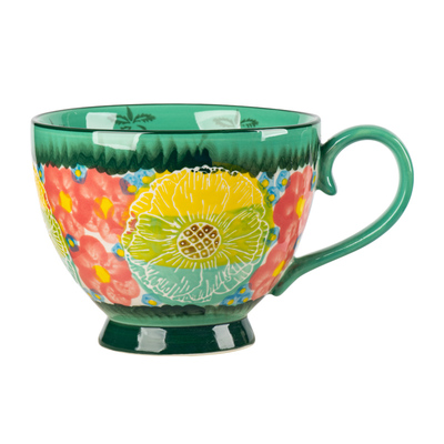 陶瓷手柄碗家用带盖配勺燕麦碗