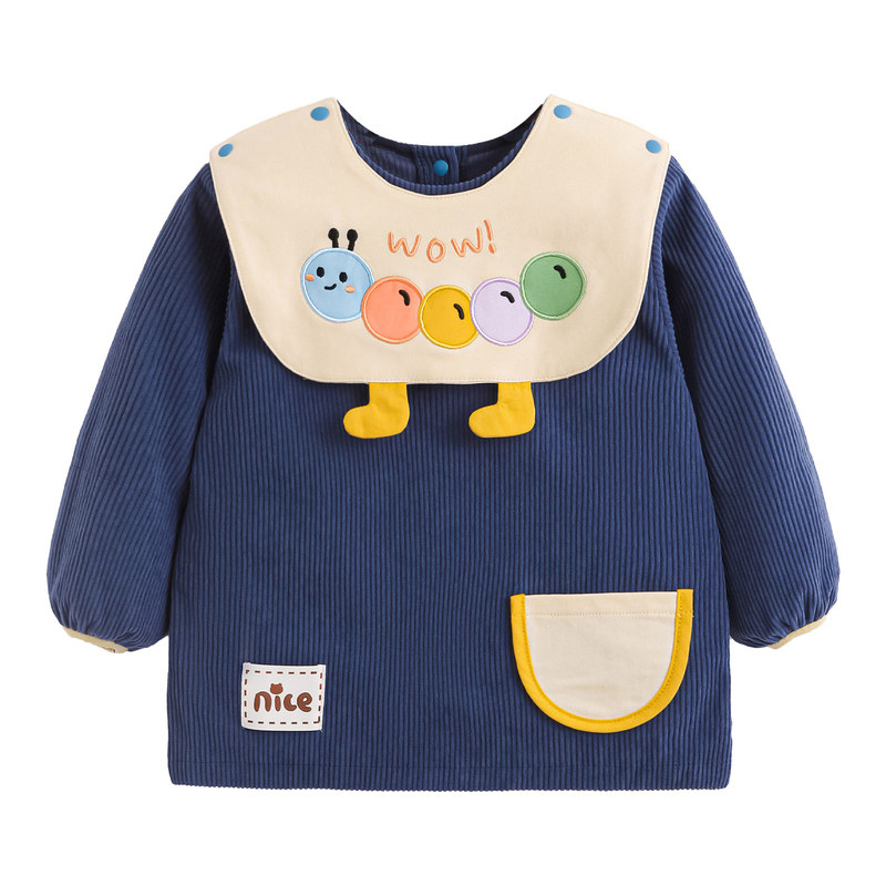 宝宝罩衣婴幼儿防水吃饭衣小孩防脏护衣儿童秋冬弹力灯芯绒反穿衣