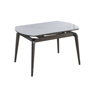 伸缩折叠玉晶石餐桌椅组合家用小户型现代简约轻奢实木饭桌可变圆