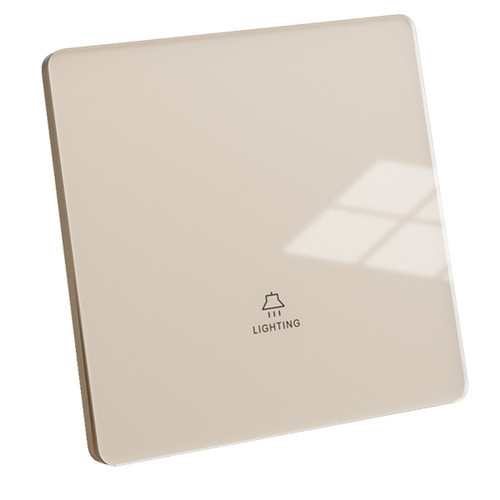 超薄米白暖色钢化玻璃开关插座面板86型暗装一开双控5五孔USB多孔