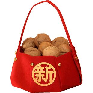 新年装饰品2026马年手提果篮过年家用喜庆瓜果盘摆件春节氛围布置