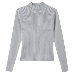 半高领短款针织衫女修身秋冬加厚紧身上衣套头毛衣内搭中领打底衫