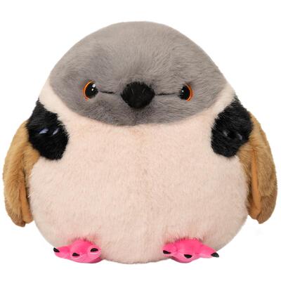 中国国家地理博物文创大圆宝珠颈斑鸠毛绒玩偶鸟公仔玩具生日礼物