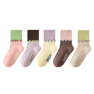 儿童袜子女童秋冬纯棉a类花边公主袜女宝宝2025新款中筒无骨棉袜