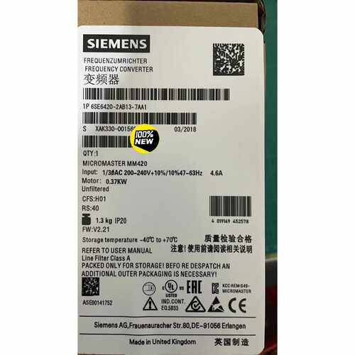 议价6SE64202AB137AA1全新西门子MM420变频