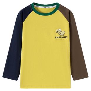 小象汉姆童装男童长袖T恤纯棉儿童打底衫2025秋装新款男孩上衣潮