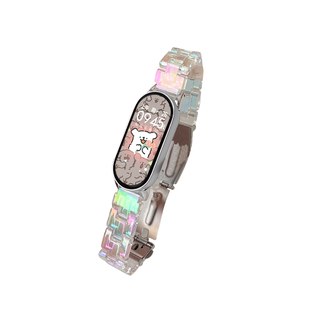 适用小米手环9/8表带10新款三株树脂小米7/6运动5/4智能3替换腕带ins创意女生高级七八九代手表带表链通用nfc