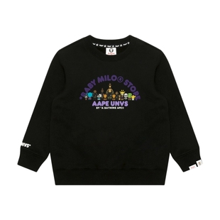 Aape联名BABY MILO STORE童装卡通图案印花圆领加绒卫衣9798XXP