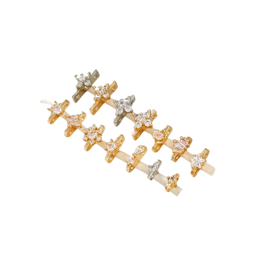 14K包金保色镶锆石双排三排串珠珍珠隔片排扣隔珠diy手链项链配件