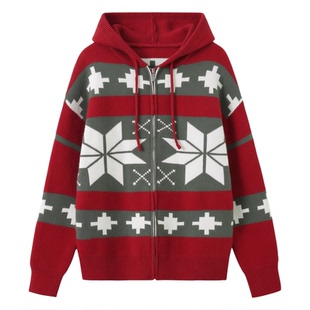 明星一枝南南同款新年红色毛衣女秋冬新款韩系慵懒风针织开衫外套