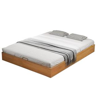 全实木榻榻米地台床现代简约排骨架单双人床民宿酒店落地无头床架