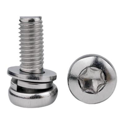 盘头梅花平弹垫三组合螺丝不锈钢
