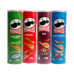 马来西亚进口pringles品客薯片原味134g桶装大波浪休闲膨化零食品