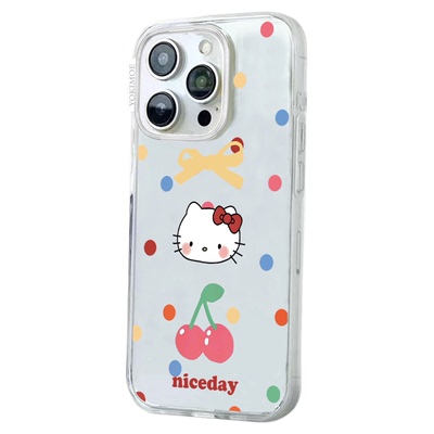 元气萌波点HelloKitty凯蒂猫适用苹果手机壳17promax巨好看16pro可爱15por透明14plus拍照全包13磁吸保护套