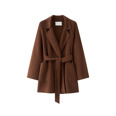 浴袍短款慵懒风纯羊绒大衣