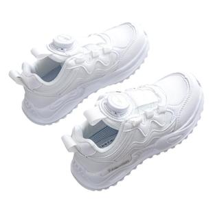 回力2025年儿童小白鞋皮面运动鞋防滑耐磨小清新潮透气网面跑鞋男