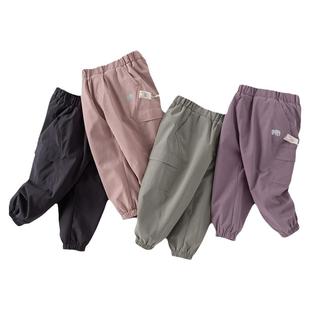 戴维贝拉儿童防水加厚裤子男童加绒女童工装裤2026冬装户外机能裤