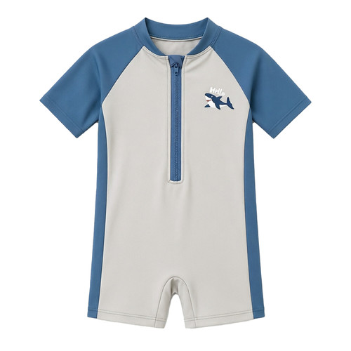 儿童泳衣男孩新款连体鲨鱼游泳衣中小童男童专业防晒速干训练泳装