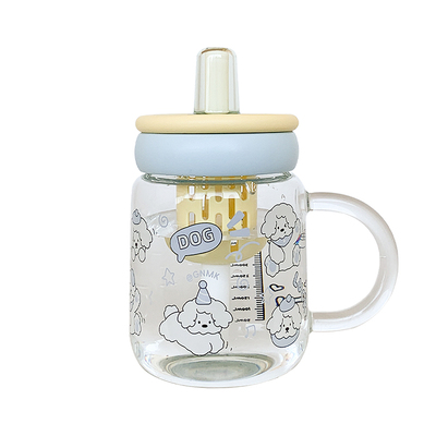 可爱水杯女生高颜值大容量吸管玻璃杯子带把手2025新款夏天办公室