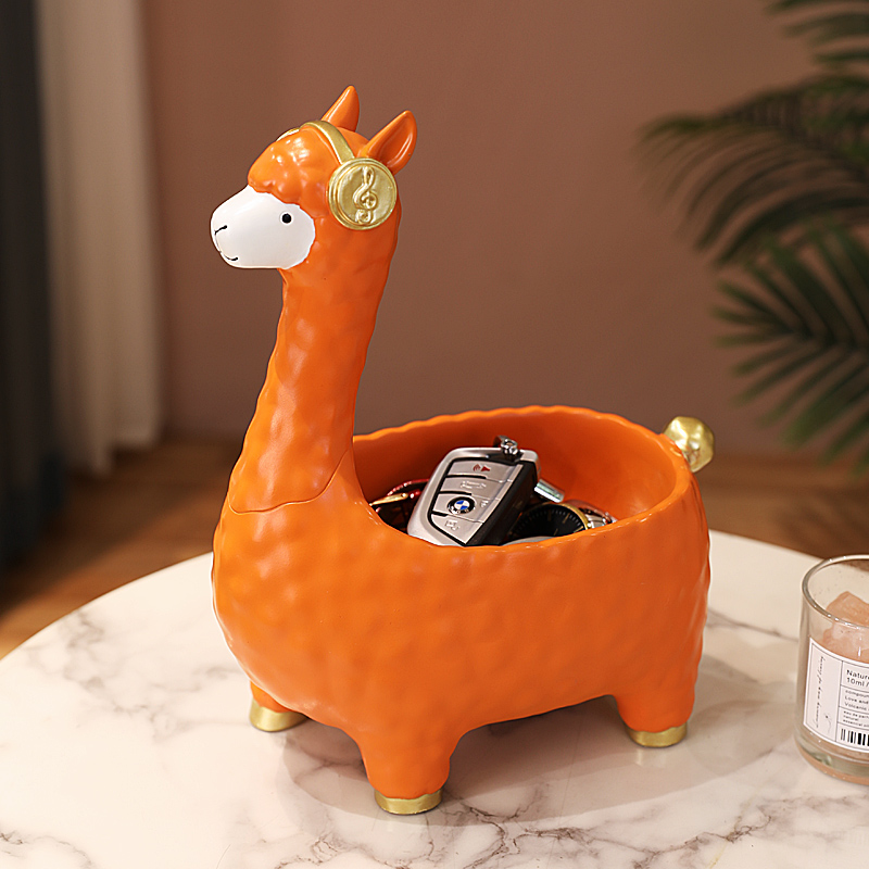 入户玄关钥匙收纳摆件客厅茶几鞋柜门口羊驼装饰品乔迁新居礼品