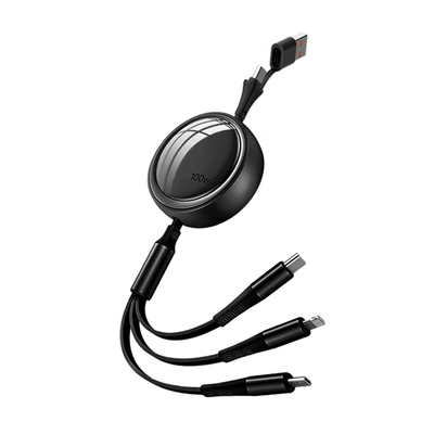 二拖三伸缩数据线100W快充