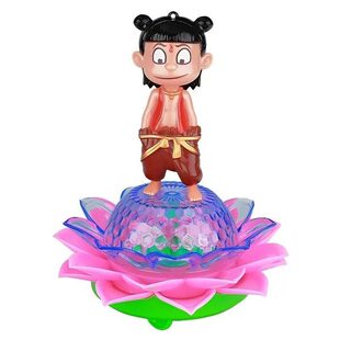 电动万向玩具车旋转哪吒莲花灯公仔发光投影电动会唱歌音乐灯笼