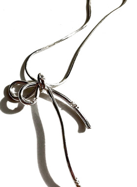 纯银随意感打结丝带蝴蝶结项链