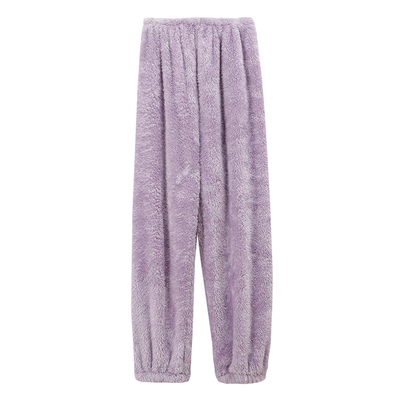 珊瑚绒加厚睡裤男女冬季纯色青年