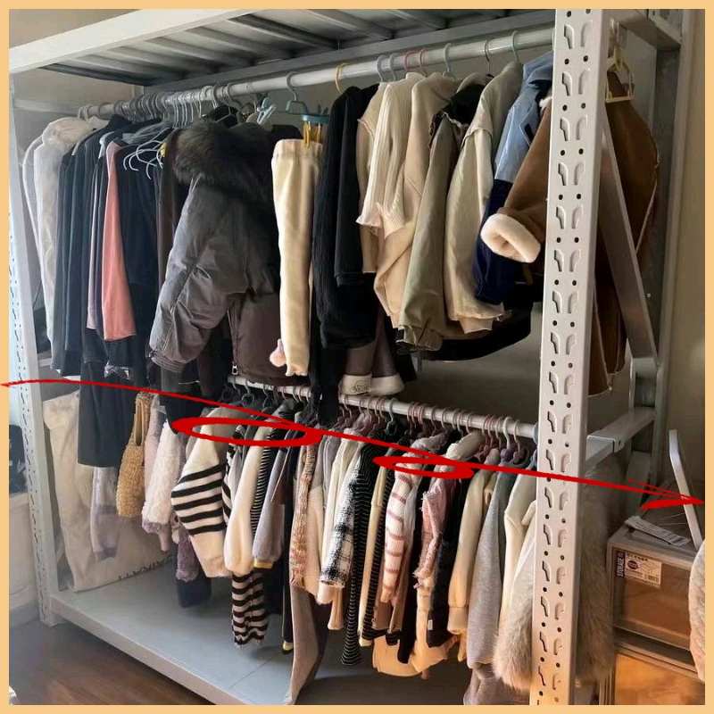 仓储货架衣柜配件圆管挂衣杆服装置物架中置加厚横杆圆梁挂衣架杆