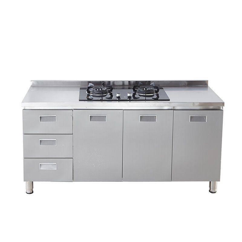 304不锈钢厨房橱柜灶台柜多功能全钢储物柜子碗柜水槽柜一体成型