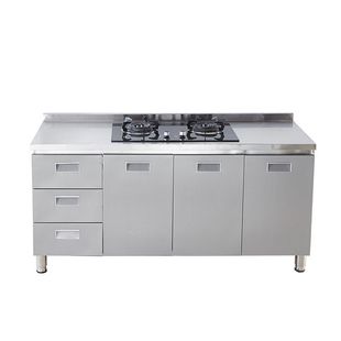 304不锈钢厨房橱柜灶台柜多功能全钢储物柜子碗柜水槽柜一体成型