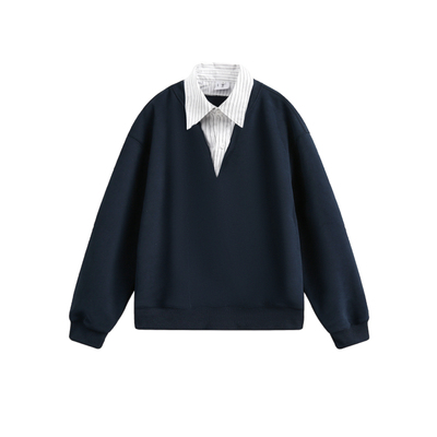 wtmp日系衬衫领假两件拼接卫衣