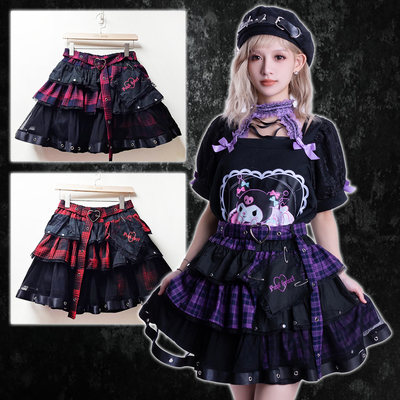 taobao agent Jier Punk] Original Yabi Pacific Love Checole Layer Covering Sales Love Caps Belt Belt Cake Cake Skirt