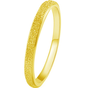 韩版三生三世磨砂素圈金戒指女时尚个性ins潮钛钢18k金食指环尾戒