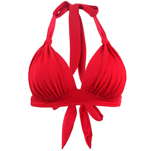 红色比基尼上衣单件挂脖性感辣妹外穿内衣C杯D杯E杯F杯G大胸小胸