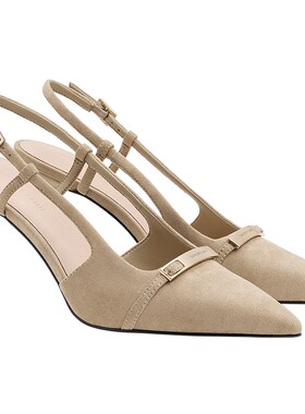 CHARLES&KEITH26春季新款CK1-60361601金属扣气质尖头高跟鞋凉鞋