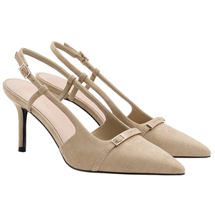 CHARLES&KEITH26春季新款CK1-60361601金属扣气质尖头高跟鞋凉鞋