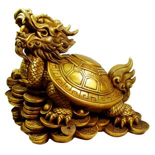 慈风阁黄铜八卦金钱龟母子龙头龟铜制办公室客厅龙龟摆件送梅花钱
