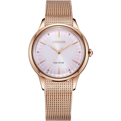 西铁城光动能太阳纹表盘女士手表