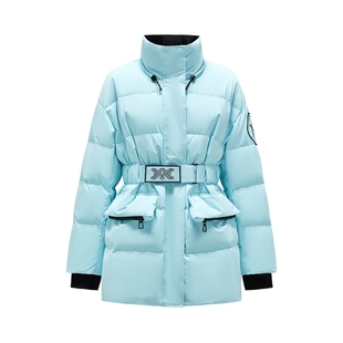 MOISSAC摩萨克冬季白鹅绒收腰立领鹅毛羽绒服外套女