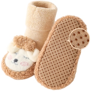 宝宝地板鞋袜秋冬季新生婴儿鞋子0一6月加厚软底春秋防滑学步袜子