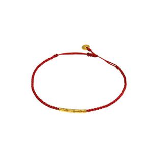 老克勒黄金红绳手链王星越同款小孩哥手绳足金圈编织中国风手饰女