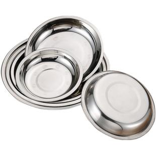 不锈钢盘子圆盘菜盘家用圆形铁盘浅盘小碟子餐盘托盘平盘配菜商用