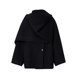艾诺丝尚忆2025秋冬新款绵羊毛双面呢大衣披肩毛呢外套女233001