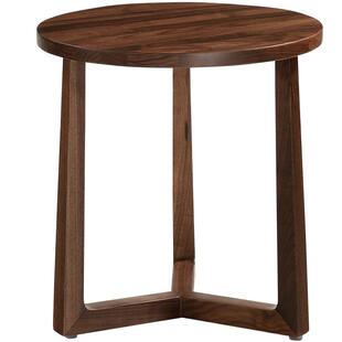 意式极简实木角几黑胡桃木小茶几圆形沙发边几休闲圆几轻奢圆桌子