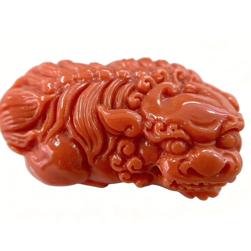 ENIMOL天然红珊瑚莫莫料貔貅挂件