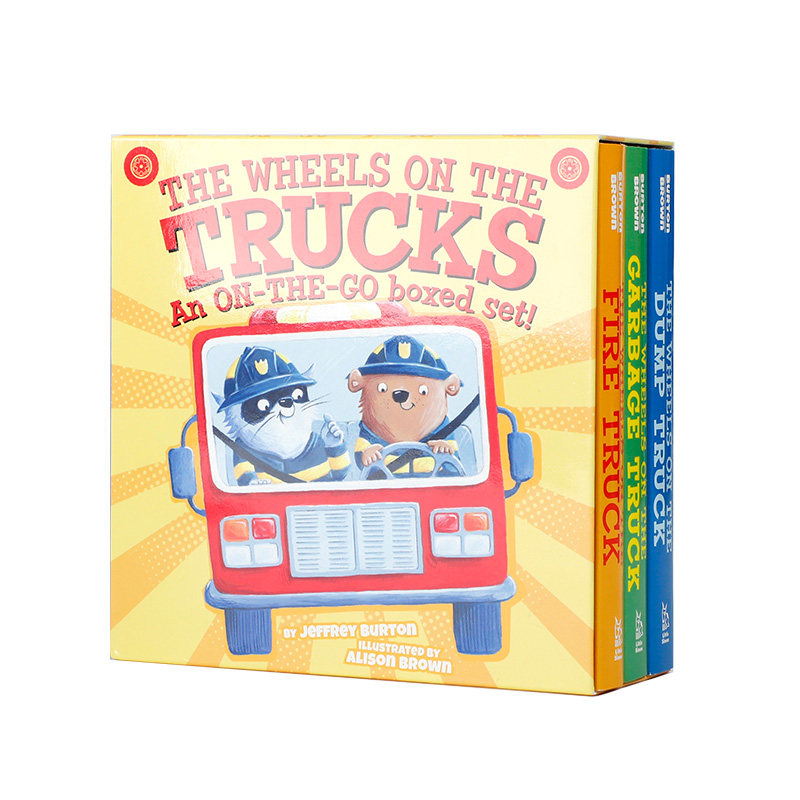 消防车垃圾车倾卸车The Wheels On The Trucks 3册盒装 Fire/Garbage/Dump Truck 英文原版儿童英语启蒙绘本亲子睡前儿歌故事书