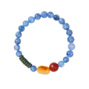 曦光里【定山川】乘风破浪 天然蓝晶石红玛瑙手串 情侣新年礼物